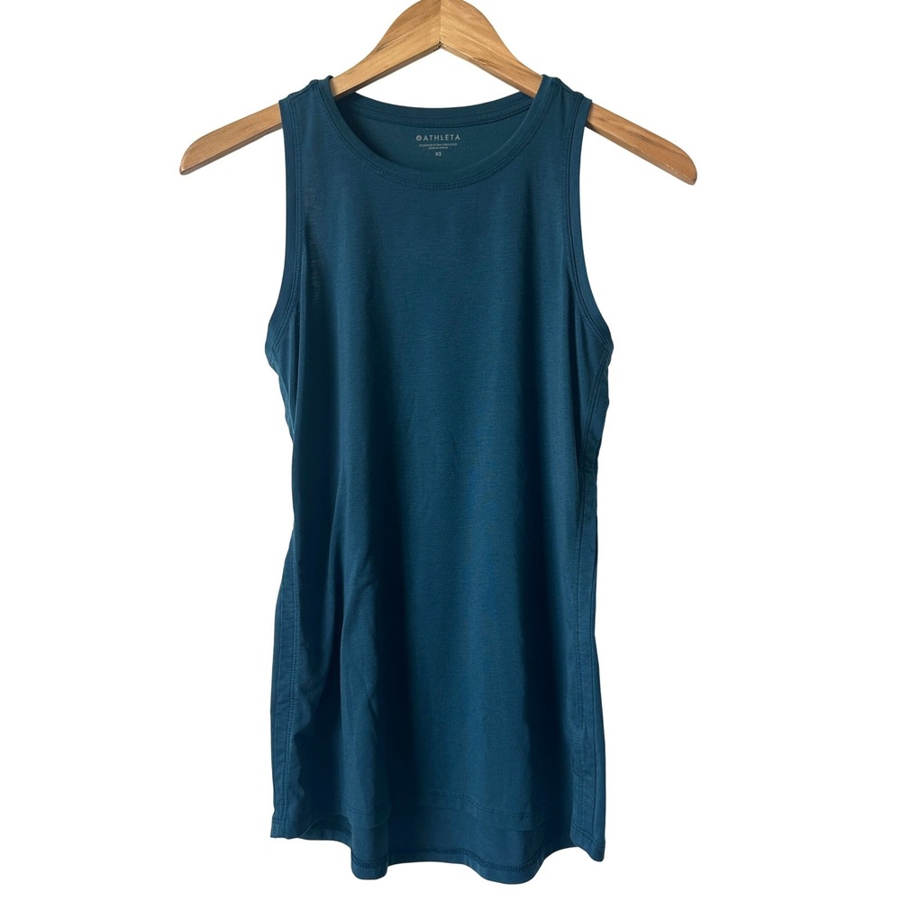 Athleta Essential Tank Top XS Dark Teal Blue Racerback Activewear 405174-23